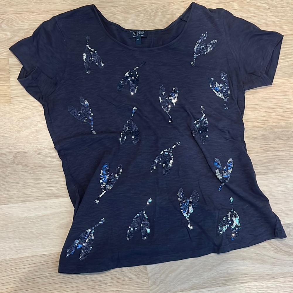Blue Armani tee shirt with sequins